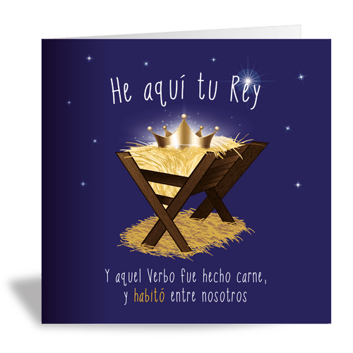 Behold Your King Christian Christmas card front view