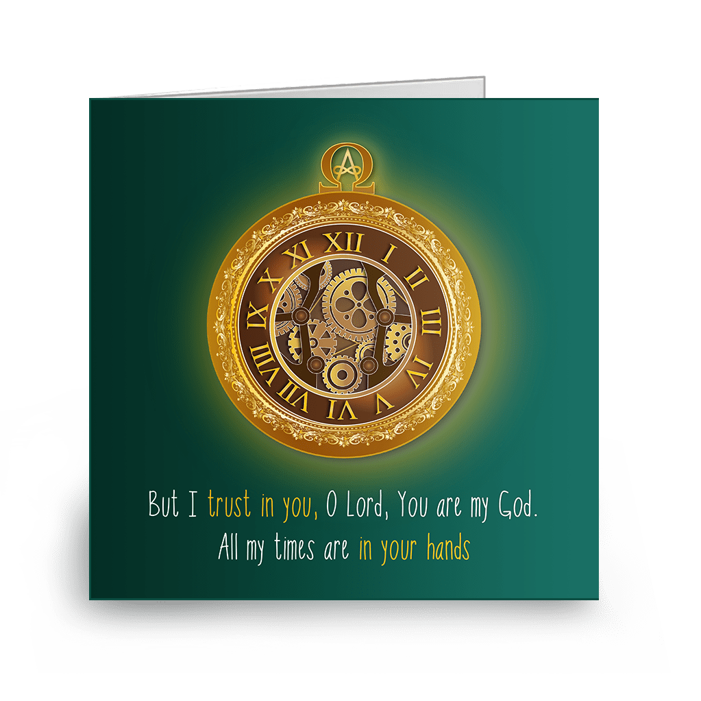 His Perfect Timing Christian encouragement card front view