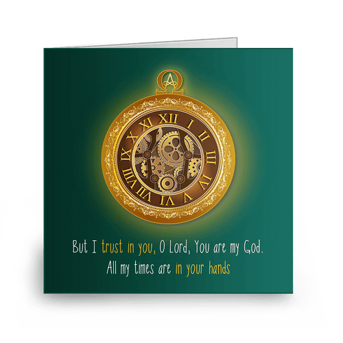 His Perfect Timing Christian encouragement card front view
