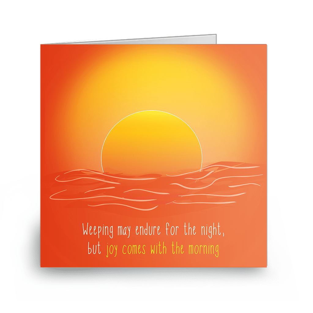 Hand-illustrated Christian sympathy card Psalm 30:5