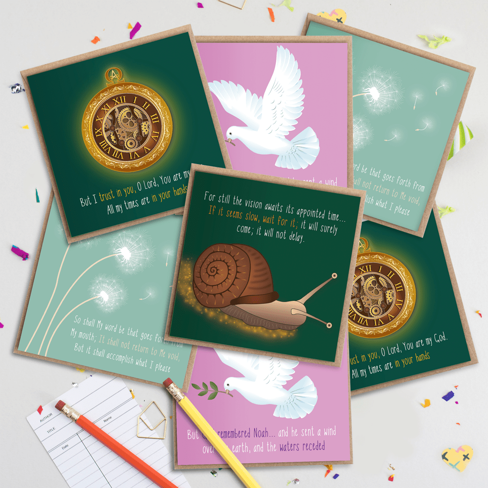 Mega Pack Of Patience Christian encouragement cards front view